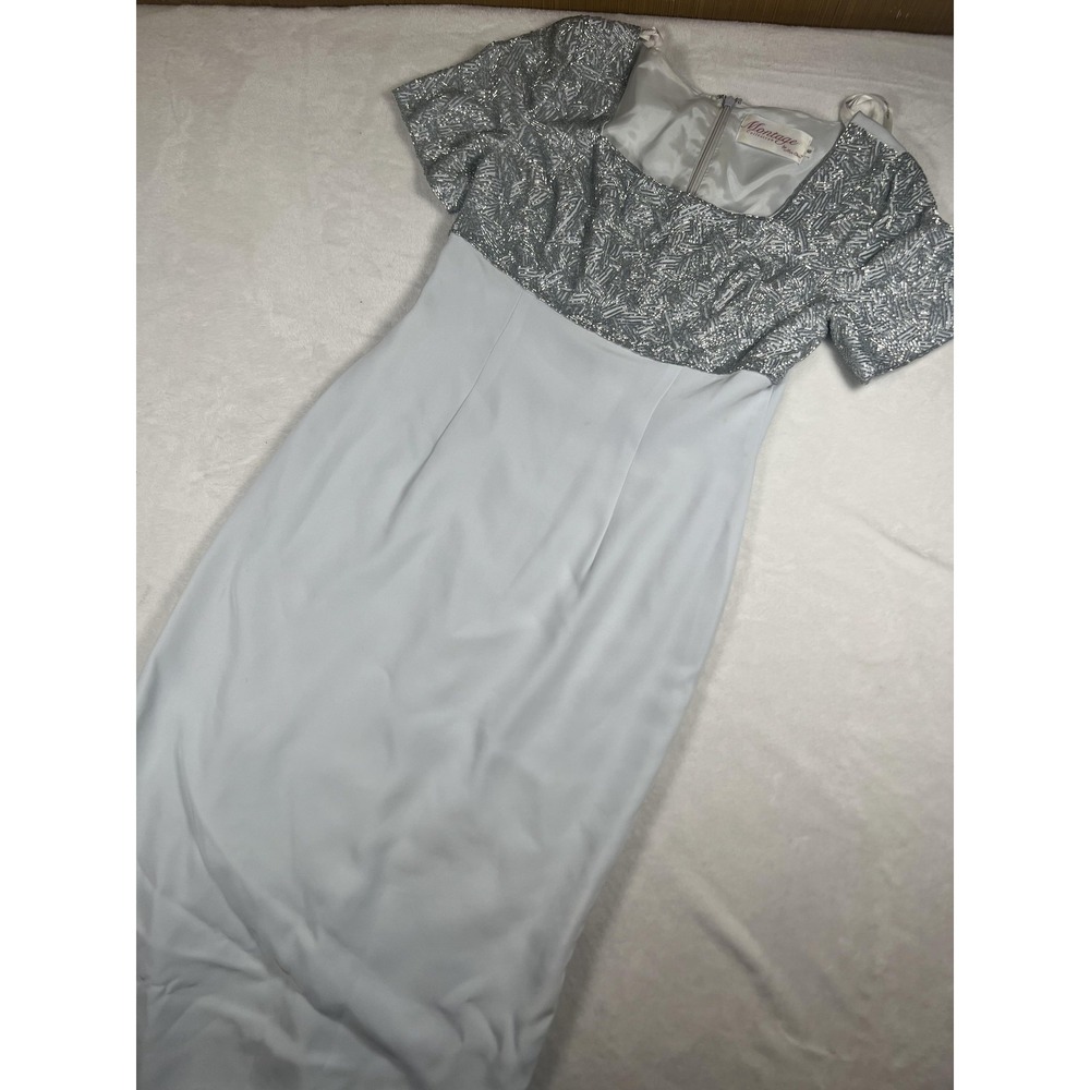 Montage Collection Dress Set Womens 10 Silver Beaded Jacket Formal Evening Gown‎ - Picture 4 of 16